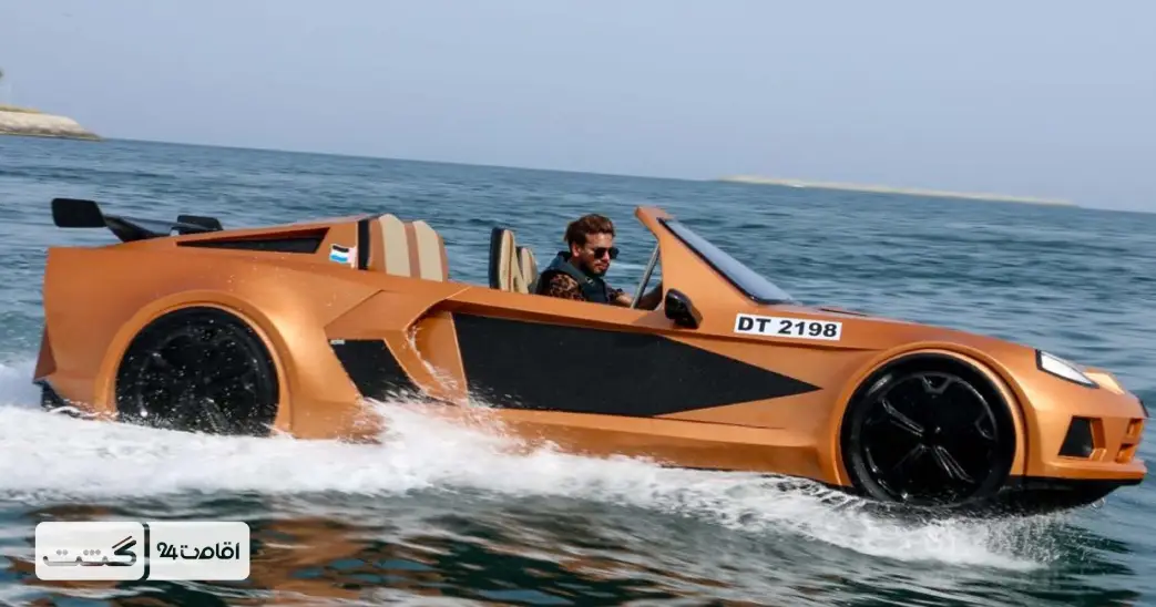 بلیط جت کار دبی 2 رانندگی جت کار نارنجی در سواحل دبی | بلیط جت کار دبی