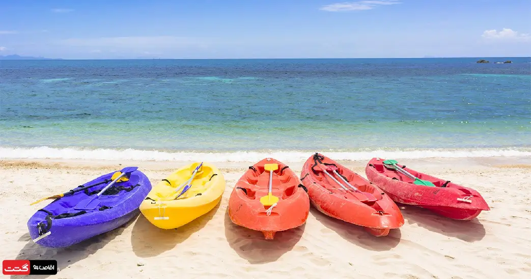 بلیط کایاک سواری دبی 4 کایاک در ساحل دبی | خرید بلیط قایق کایاک دبی
